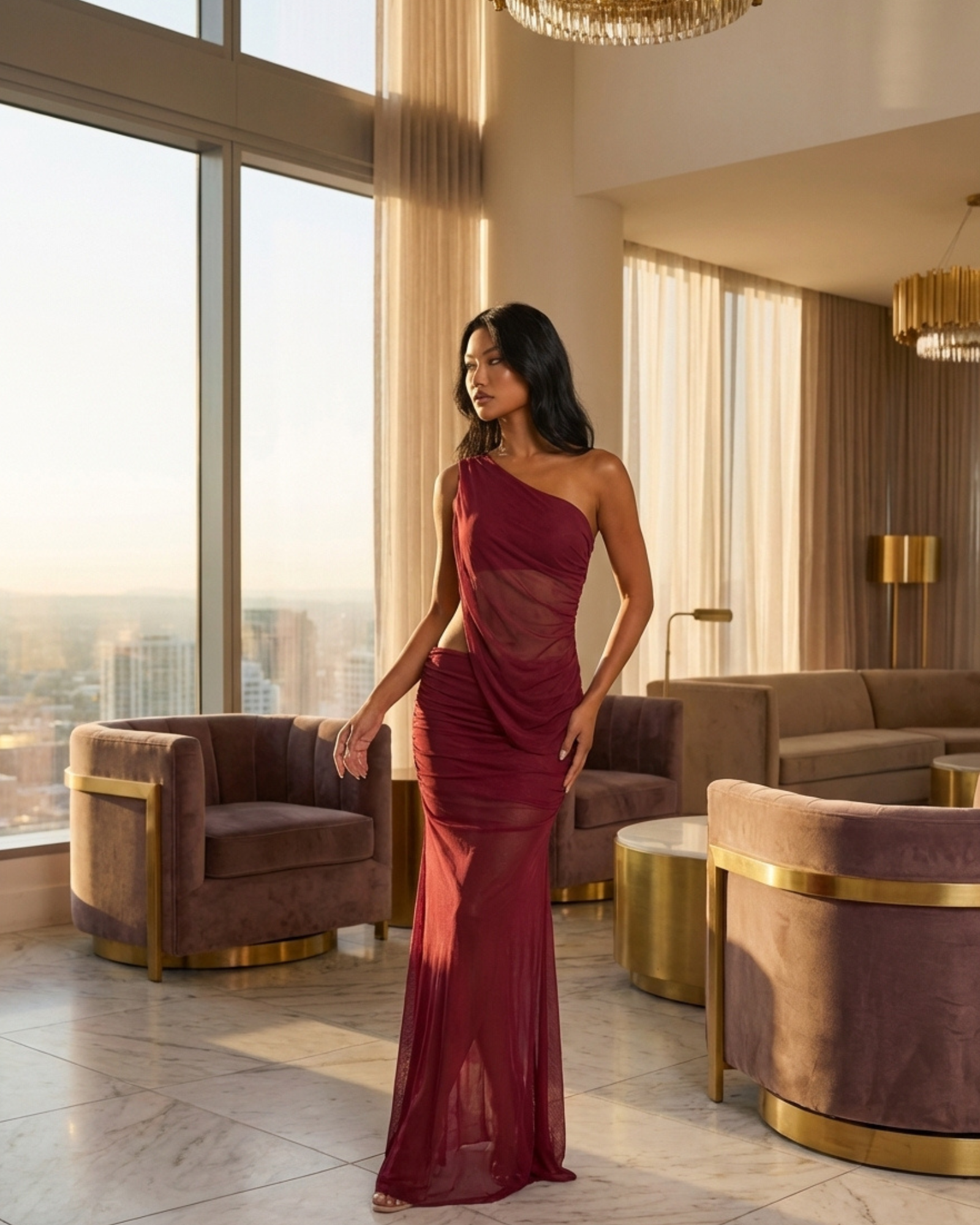 Scarlet Flame Gown In Red