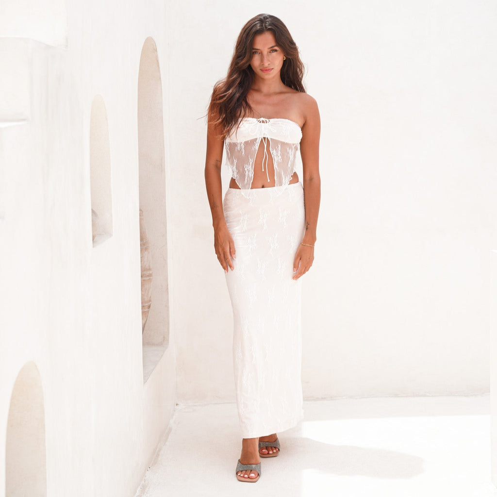 See-Me-Through Maxi Set in White