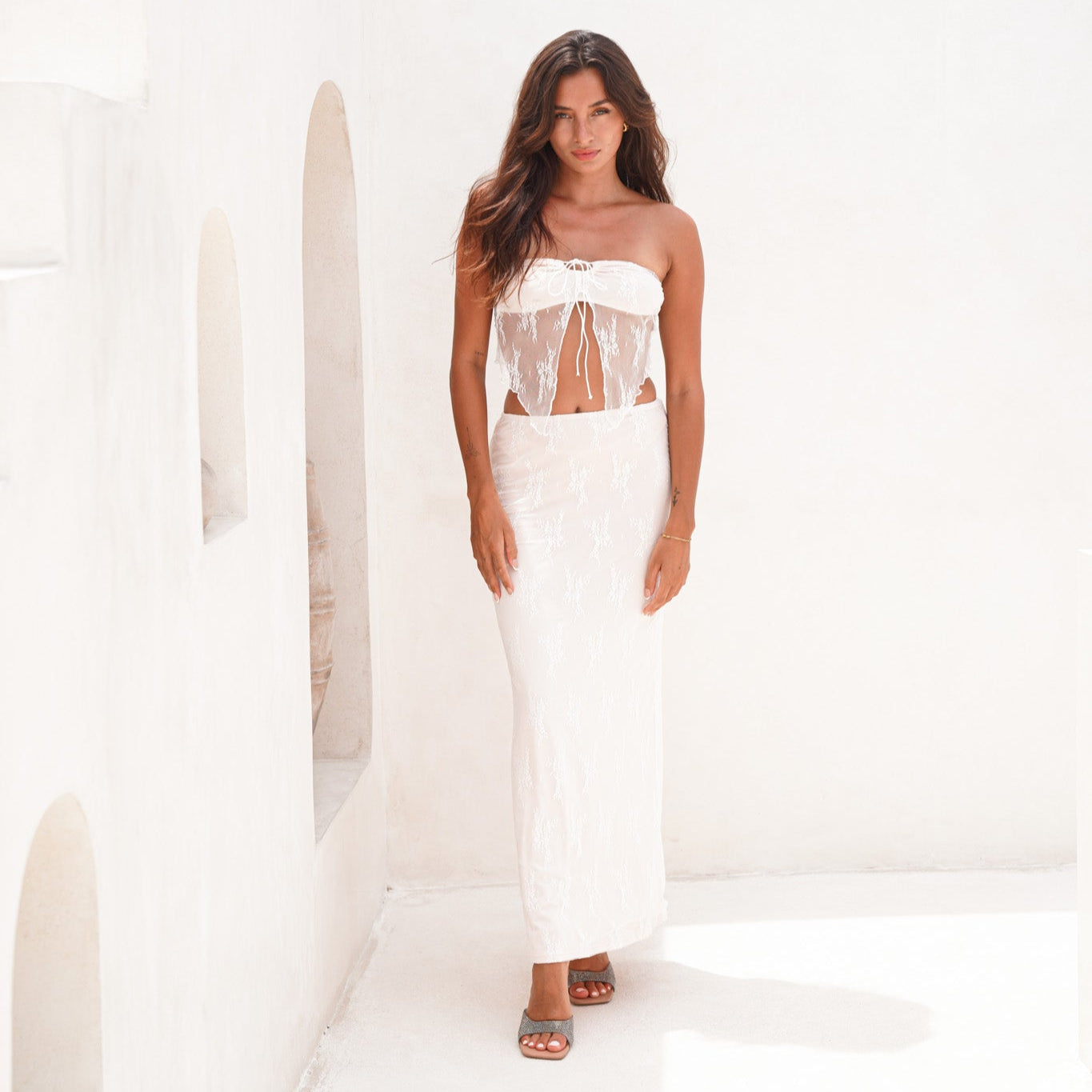 See-Me-Through Maxi Set in White