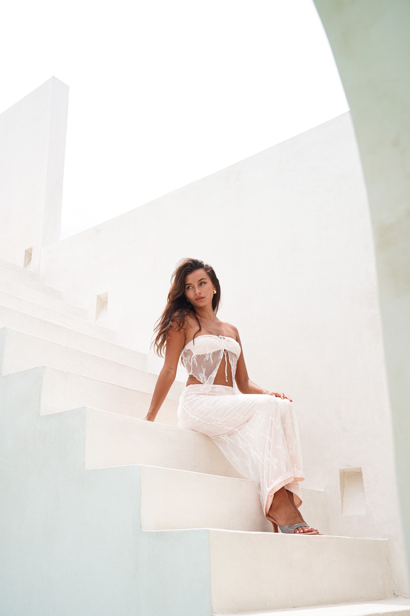See-Me-Through Maxi Set in White