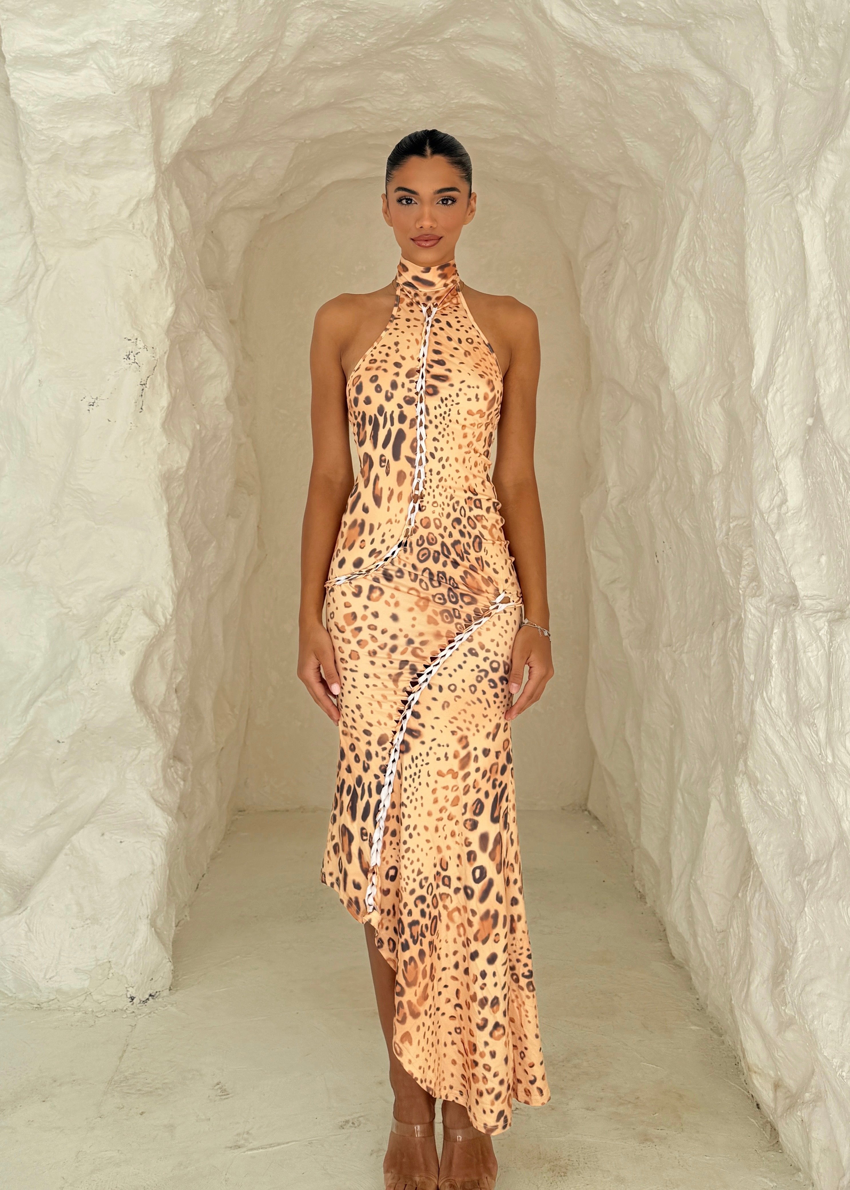 Sarie Layered Dress in Leopard