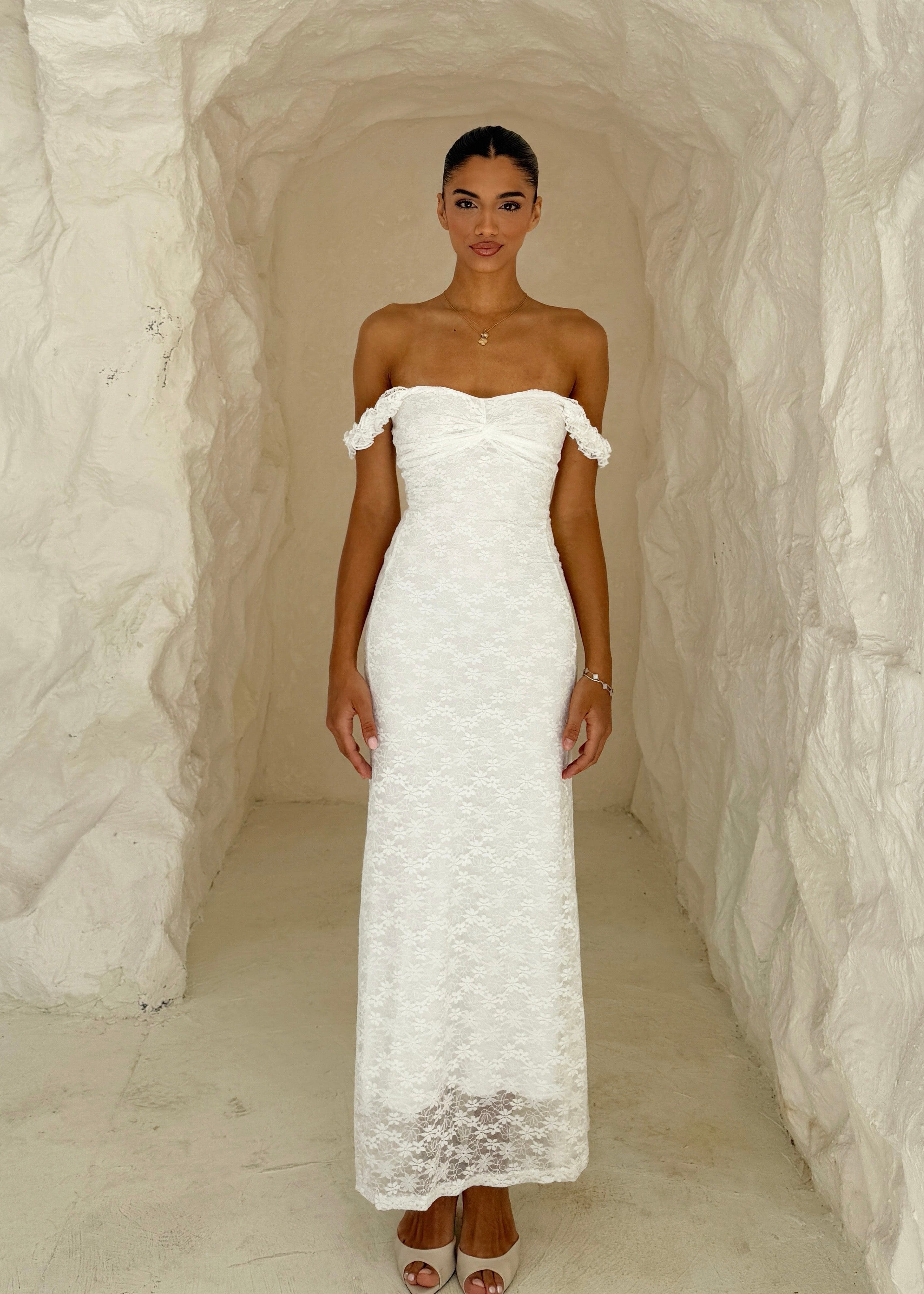Mili Lace Gown in White