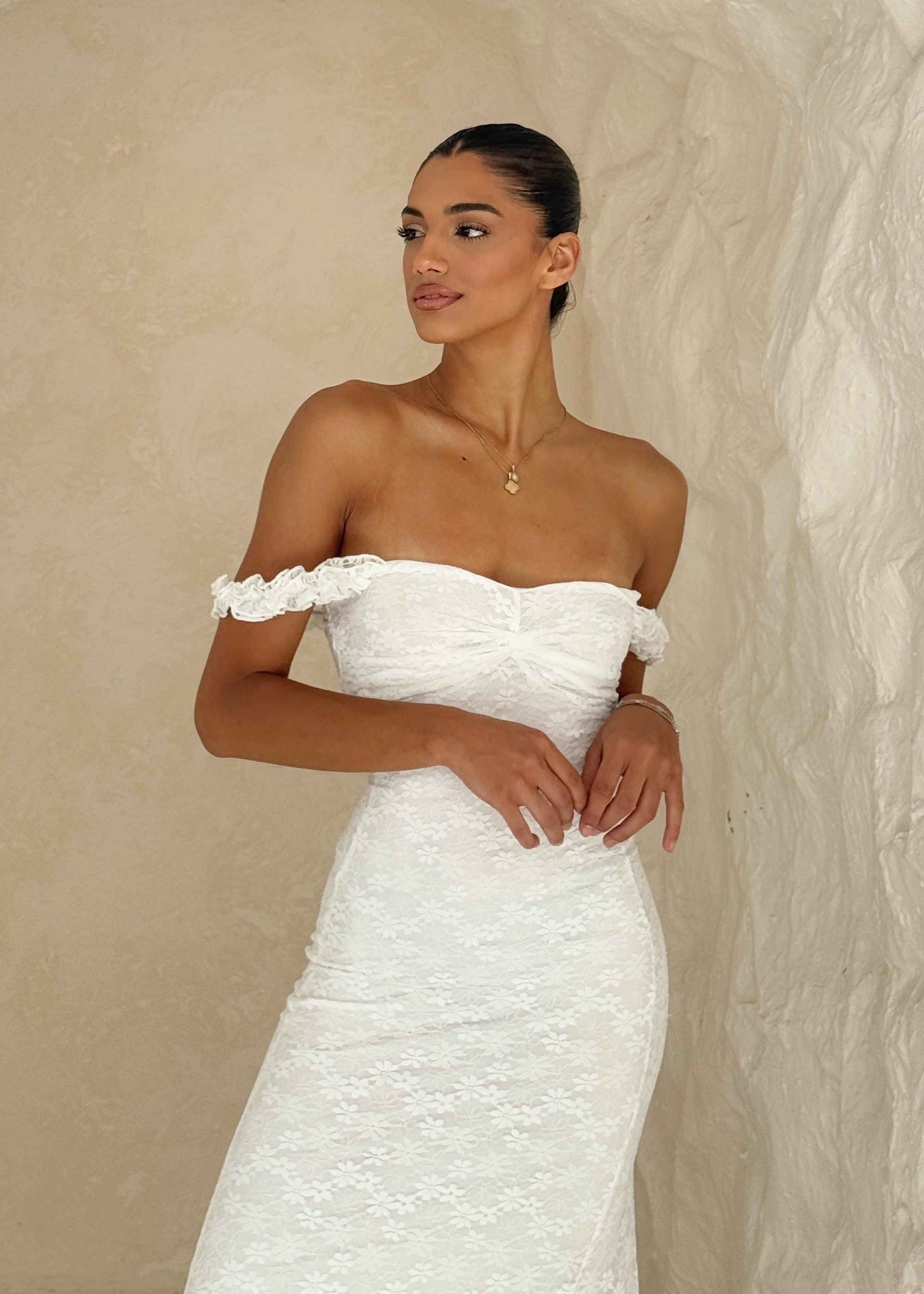 Mili Lace Gown in White