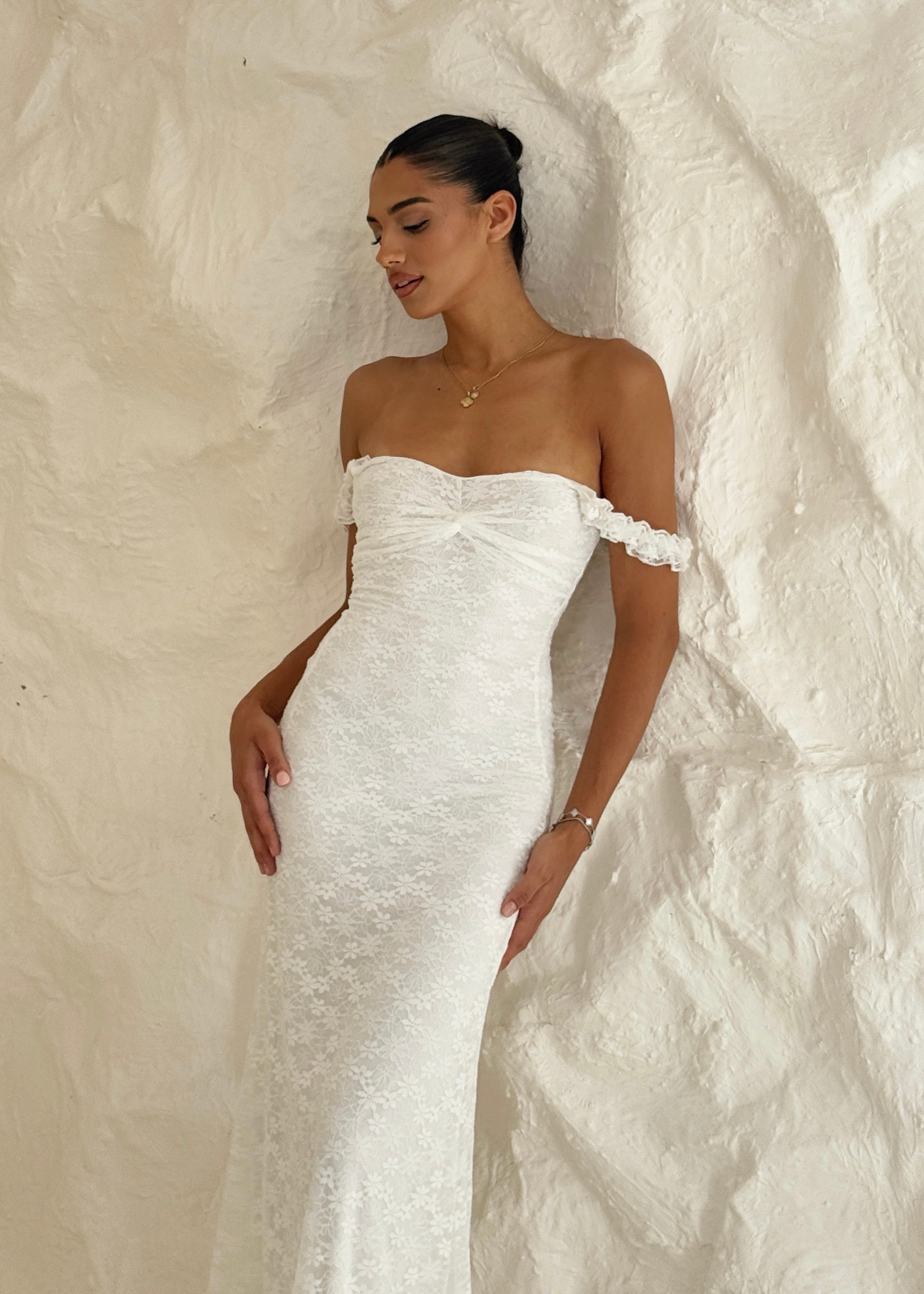 Mili Lace Gown in White