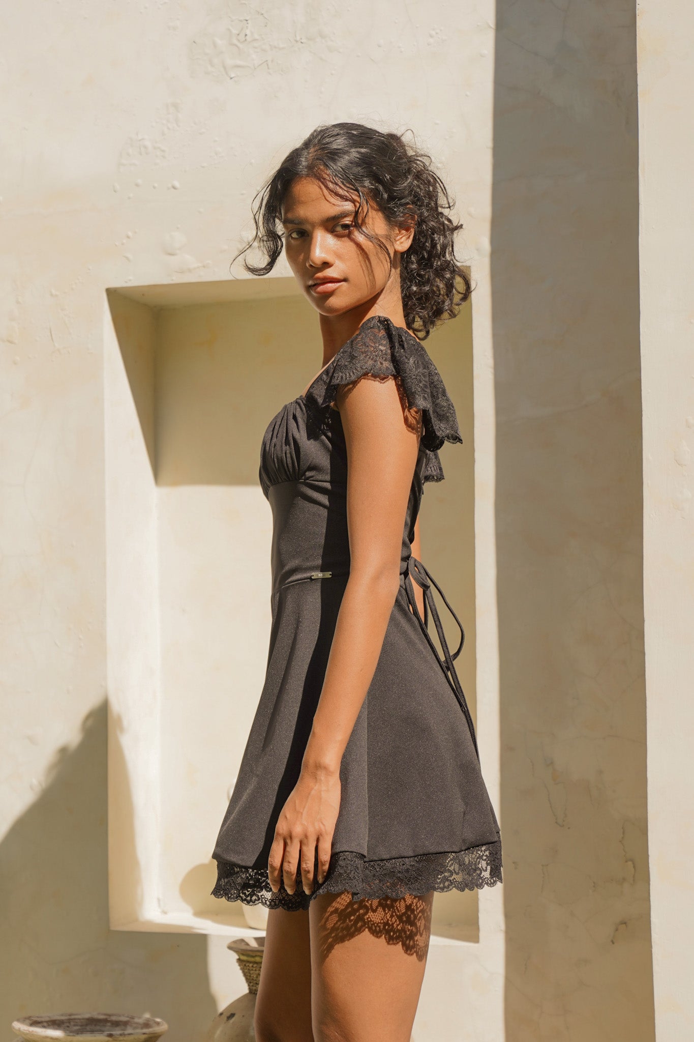 Imperial Elegance Lace Dress in Black