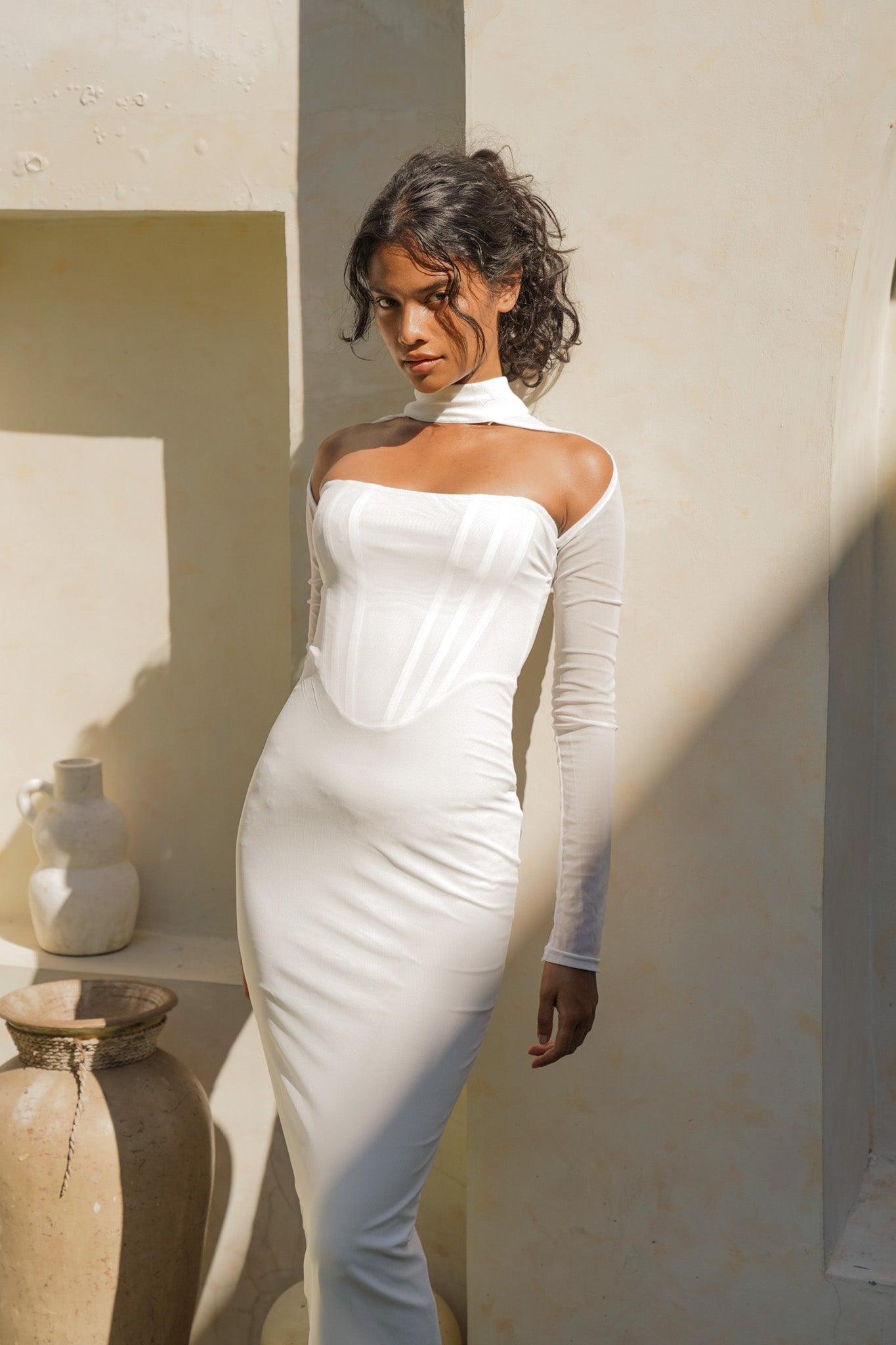 Elara Long Dress in White
