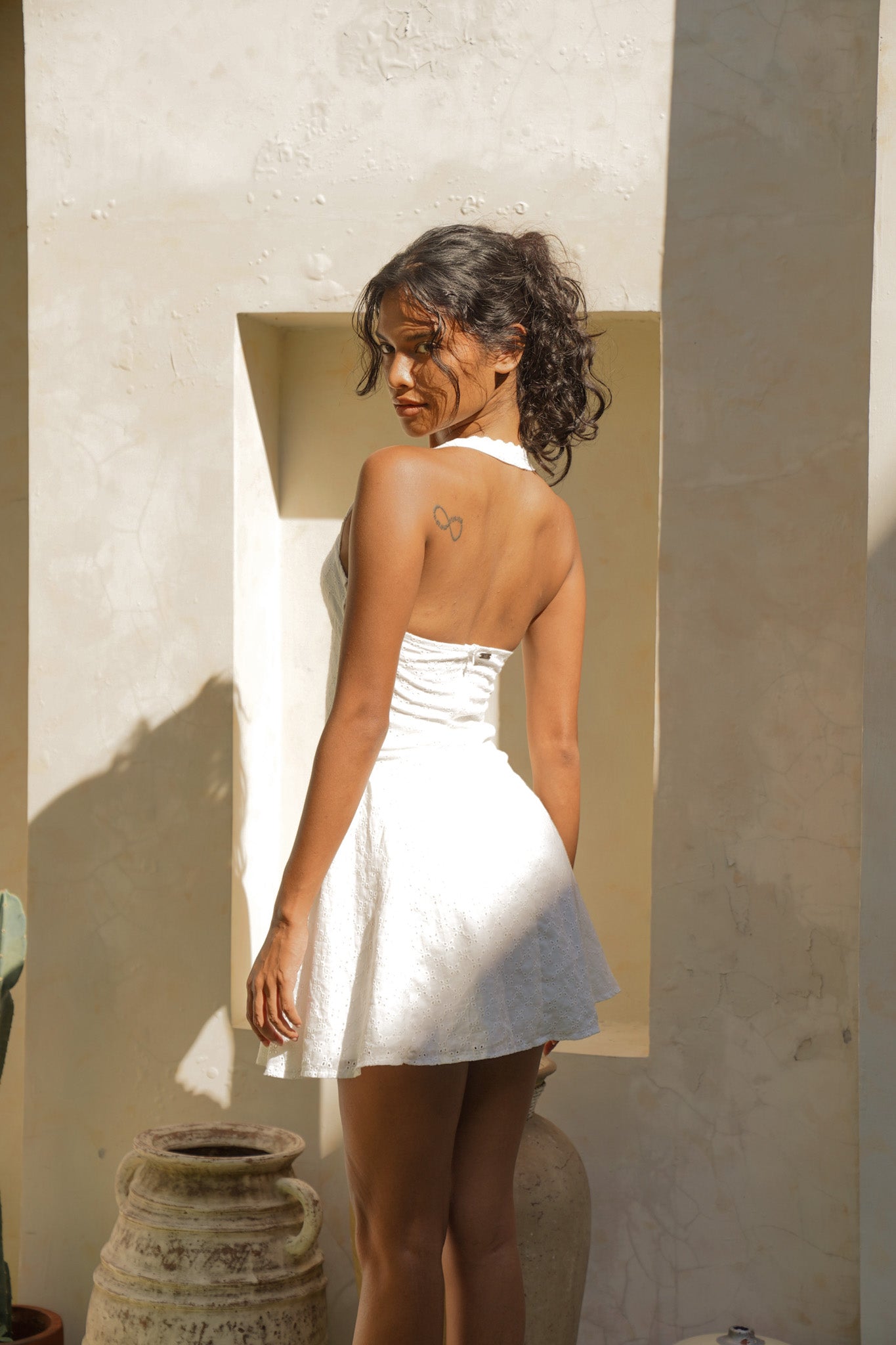 Arabella Halter Dress in White