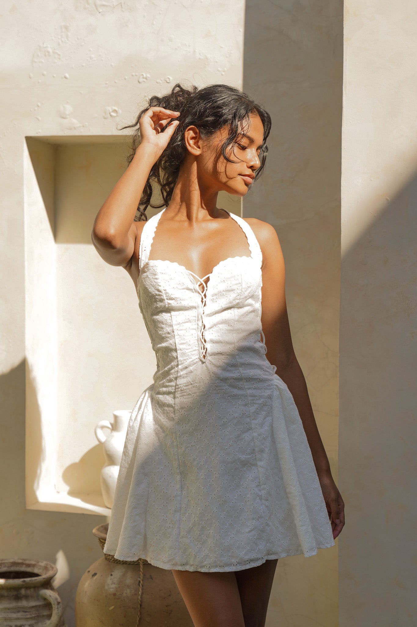Arabella Halter Dress in White