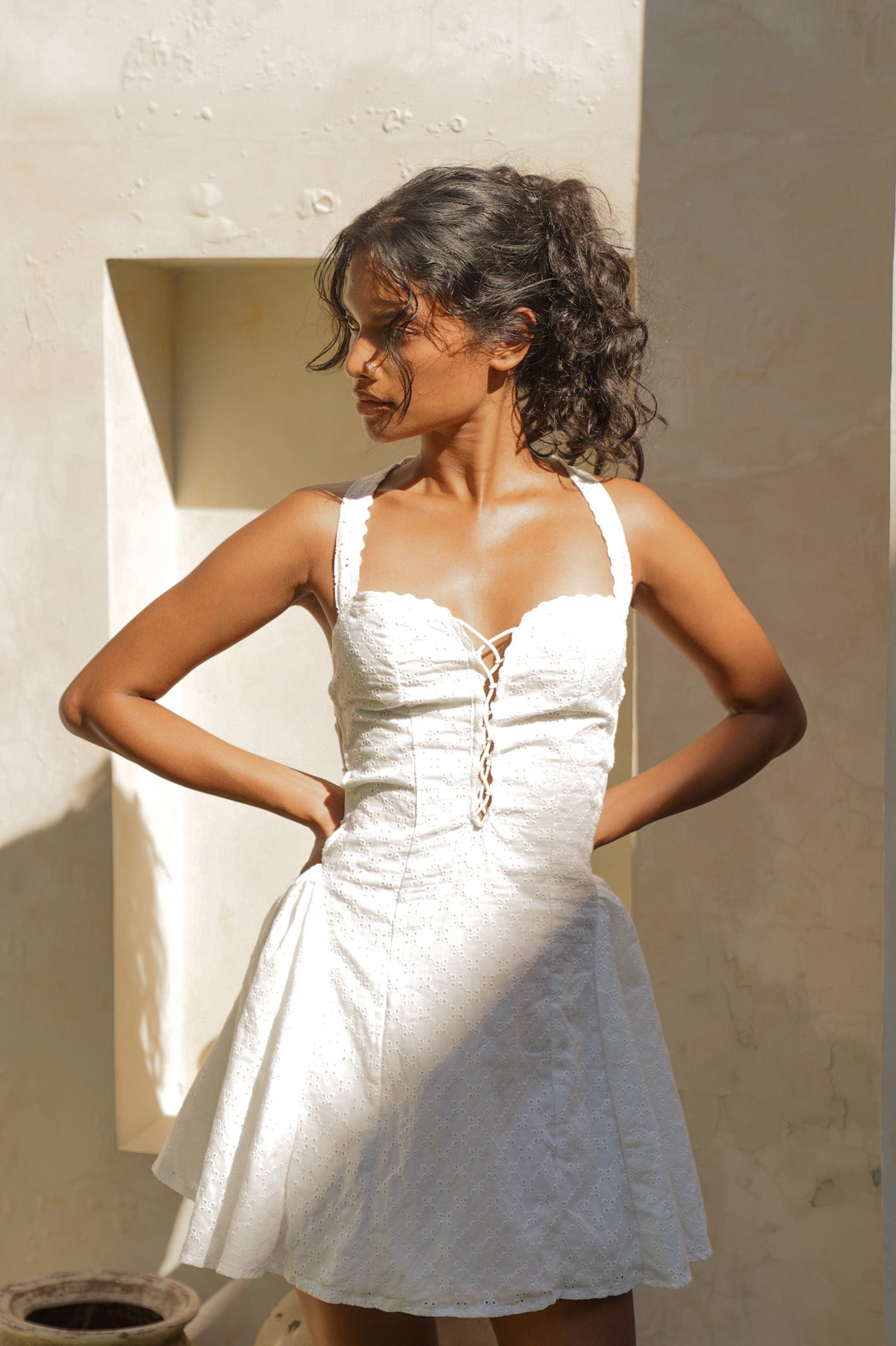 Arabella Halter Dress in White