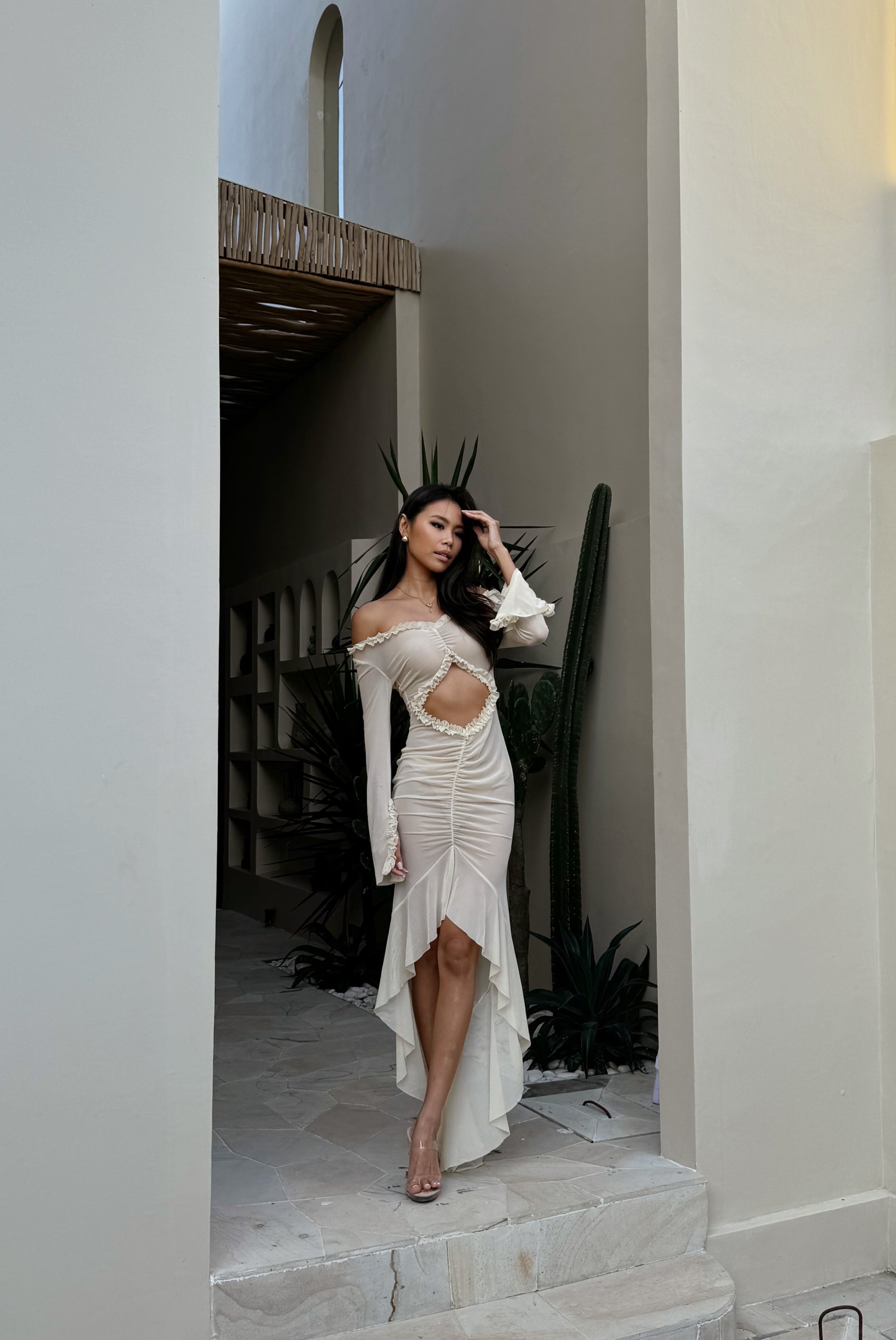 Nura Dress in Nude Yellow