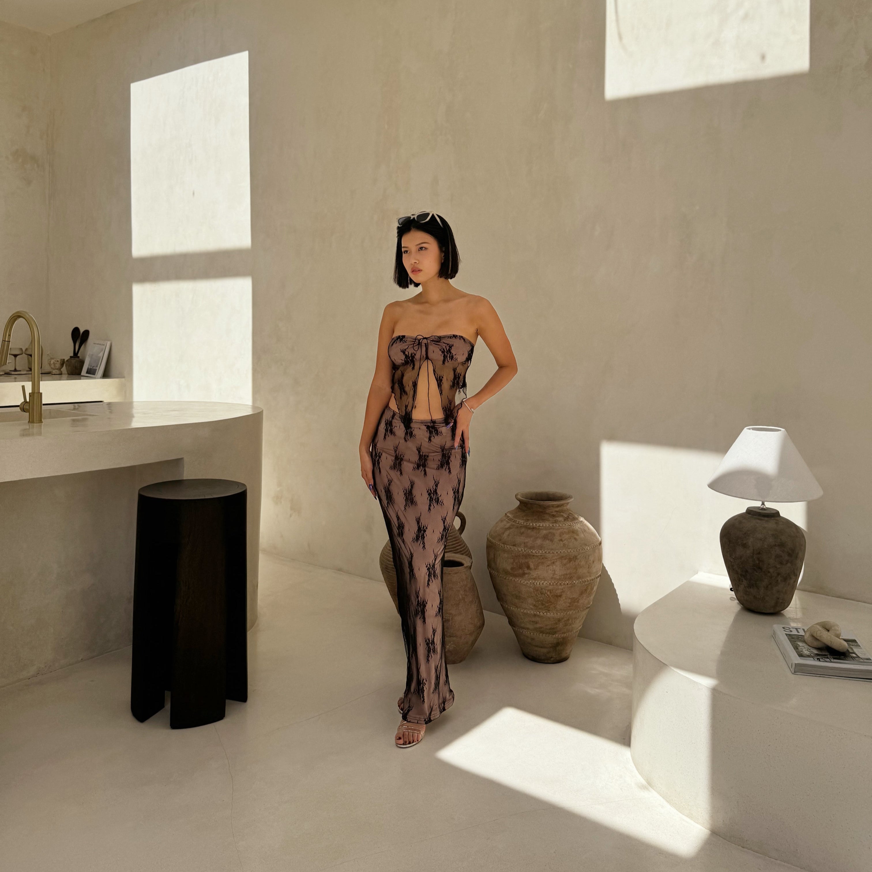 See-Me-Through Maxi Set in Black